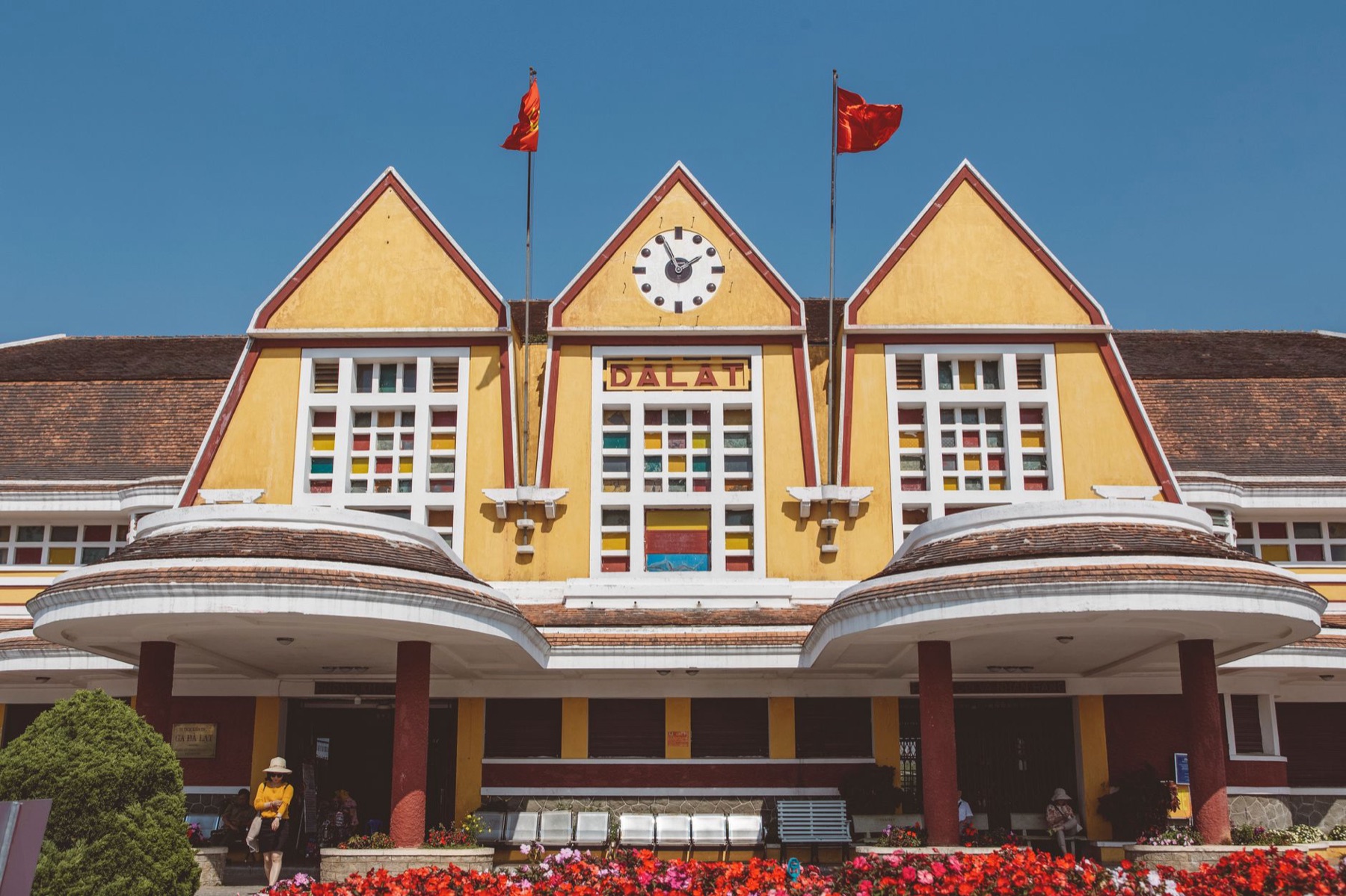 Da Lat — Facade of the historic Da Lat Railway Station, a famous architectural landmark i