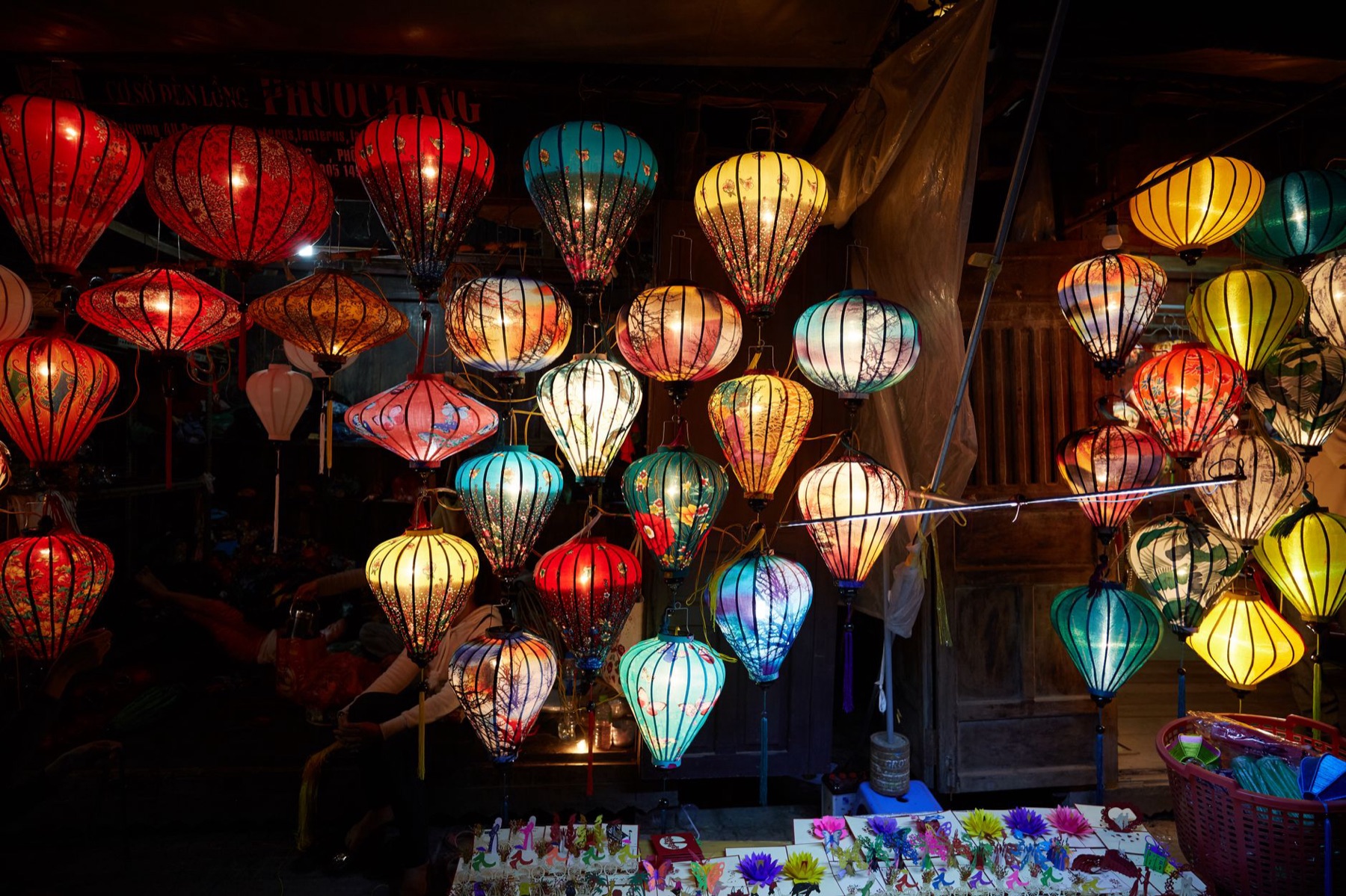 Hoi An — Colorful paper lanterns illuminate the Hội An Night Market with vibrant hues.